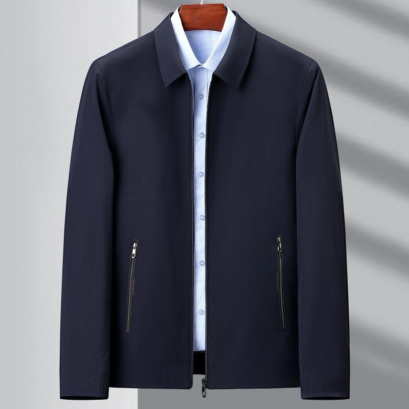 Autumn New Men's Stand-up Collar Milk Silk Jacket Men's Business Casual Jacket High-end Jacket Dad Wear