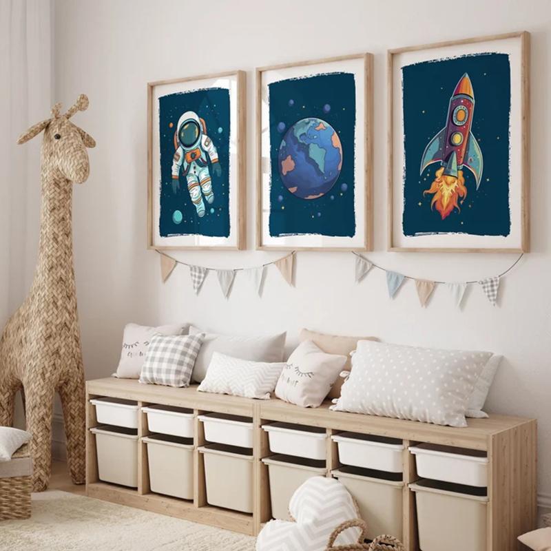 Astronaut Space Themed Nursery Prints Poster Kids Space Themed Bedroom Decor Nursery Decoration Kids Room Nursery Decorative