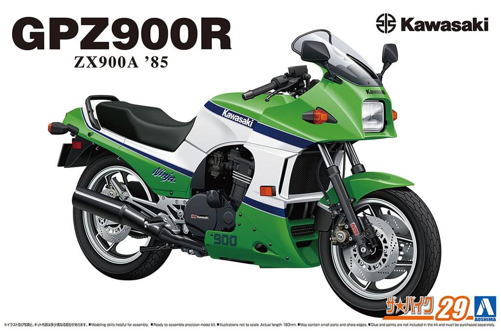 Aoshima Bunka Kyozaisha The Bike Series Kawasaki ZX900A GPZ900R Ninja 1985 пластиковая модель литья Цвет 1/12 № 29