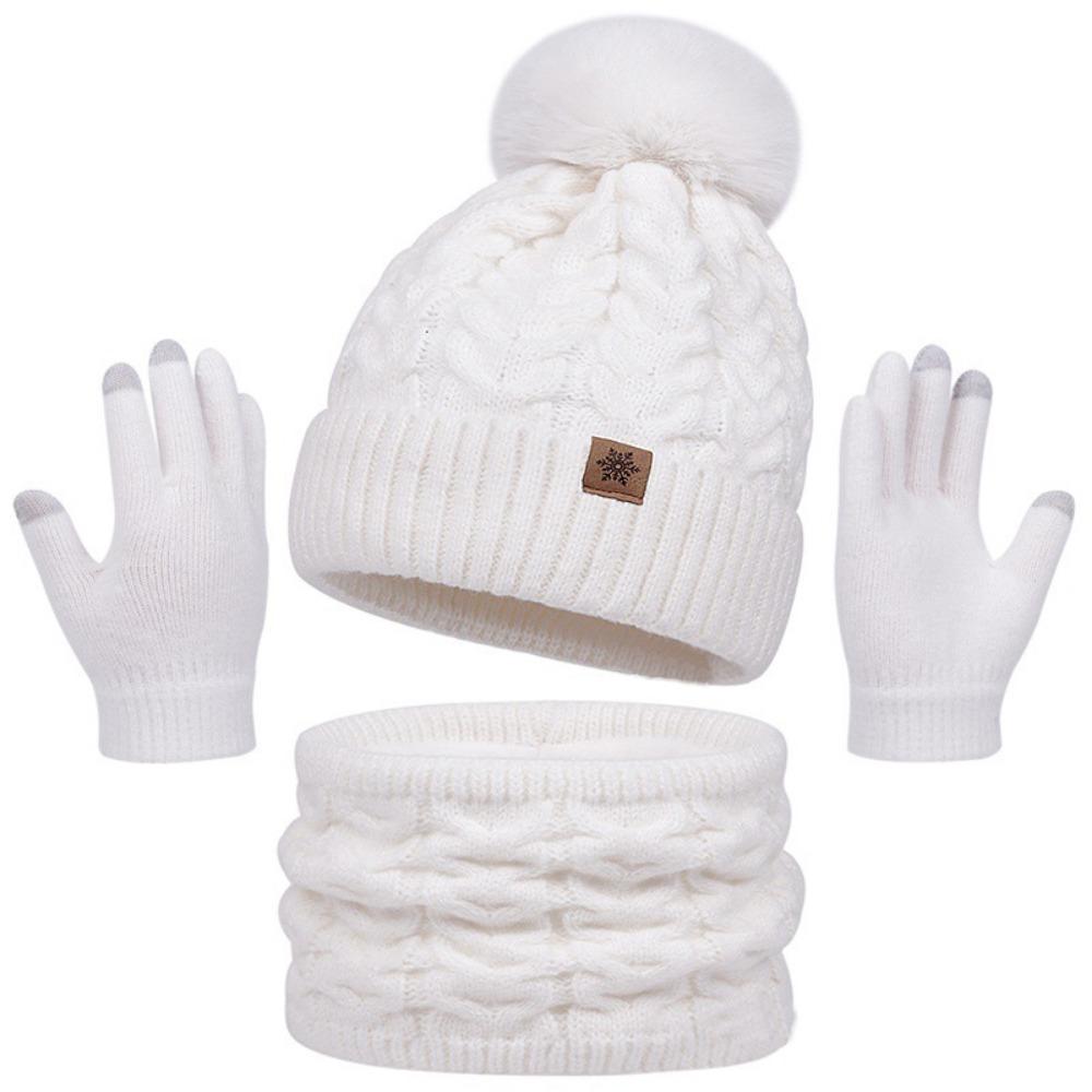 Thickened Women Hat Scarf Gloves Set Solid Color Women's Winter Accessories Set Winter Season