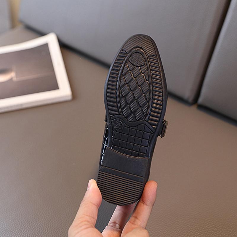 Детская обувь Подиумная мода Мальчики Черные балетки Универсальная Школьная Детская Обувь для Выступлений Низкий каблук