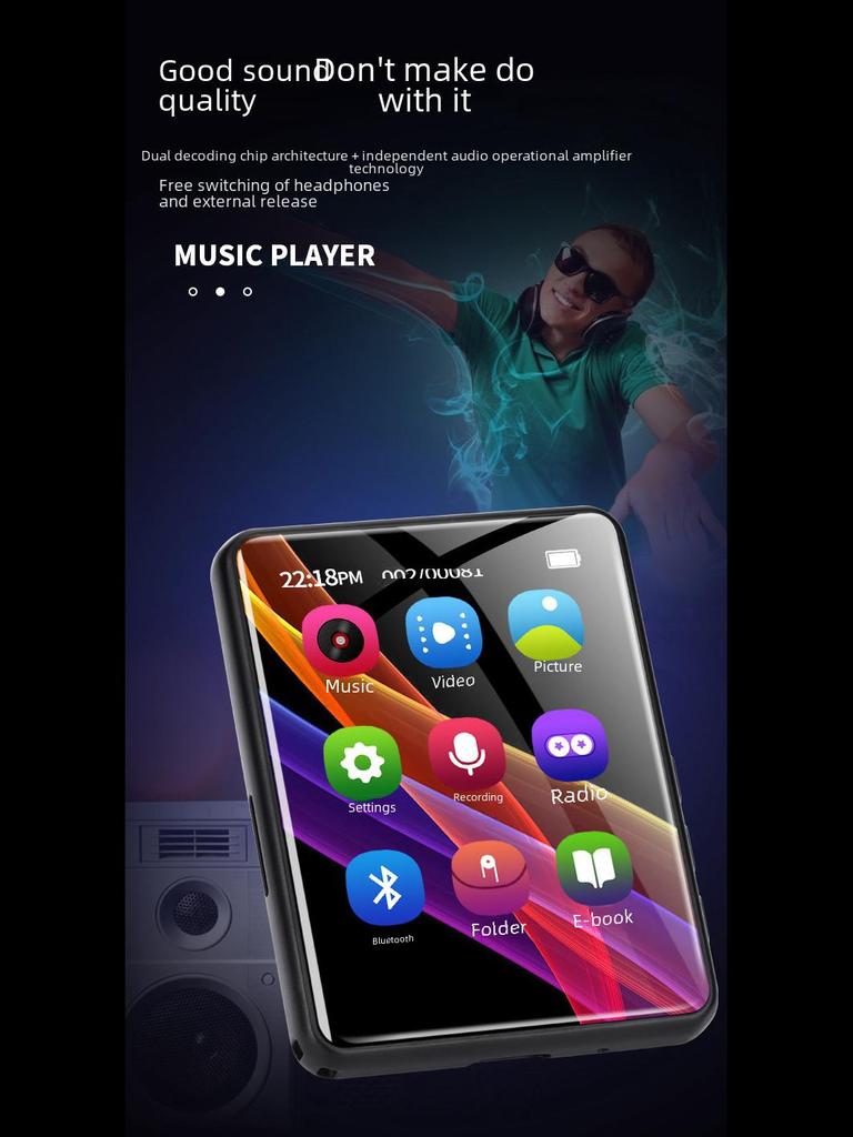 Полноэкранный Bluetooth MP4/MP3 портативный сенсорный музыкальный плеер для студентов