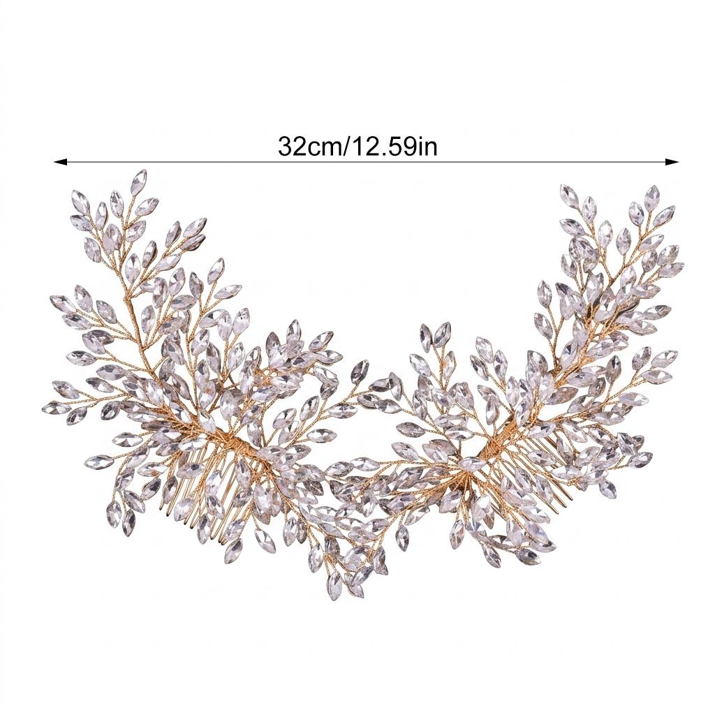 Bridal Hair Comb with Rhinestones for Wedding Veil Accessories Durable Alloy Base Crystal Embellishment Lightweight Design