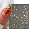 3D Heart Stickers For Nails Valentines Day Decoration Gold Bronzing Stars Moon Nail Sliders Butterfly Manicure Decals NTBTF-S