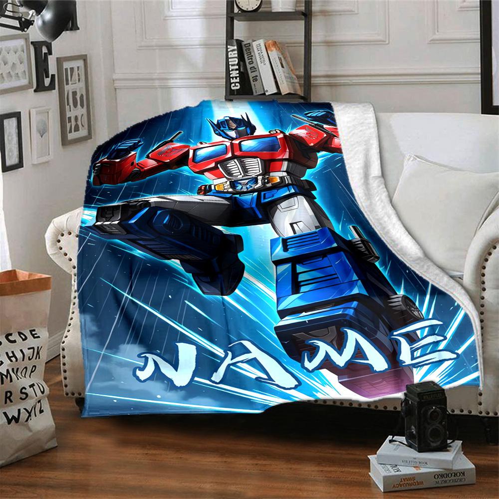 Optimus Prime In Action Pose Multipurpose Customizable Blanket Personalized Name Comfortable Texture Versatile For Sofa Couch Office Bed Picnics