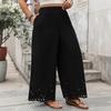 Women's Summer New Loose Wide Leg Hollowed Out Black Pants