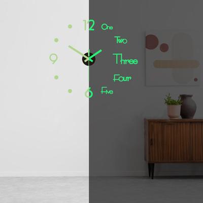 DIY цифровые настенные часы для гостиной, светящиеся 3D-часы без рамки, настенные наклейки, бесшумные часы для спальни, офиса, настенный декор