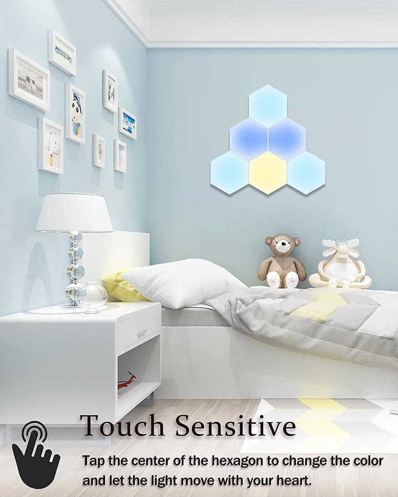 Шестиугольные светильники с пультом дистанционного управления, умные шестиугольные настенные светильники своими руками, светодиодные настенные панели, геометрические шестигранные светильники Touch, используемые в декоре игровой комнаты, вечеринке