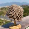 Artistic Hollow Toe Cap Lace Flower Basin Hat Fashionable Knitted Woolen Hat  Women