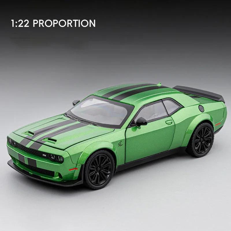 1:24 Dodge Challenger SRT Hellcat Alloy Car Model Diecasts Metal Sports Car Vehicles Model Simulation Sound Light Kids Toys Gift