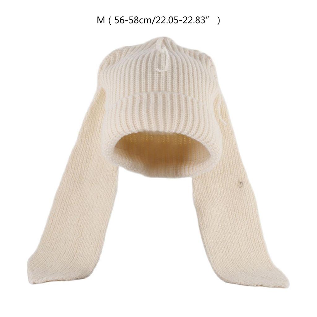 Winter Warm Cap Knitted Hat with Rabbit Ears Breathable Soft Crochet Beanie Women Headdress Outdoor Activity Headgear