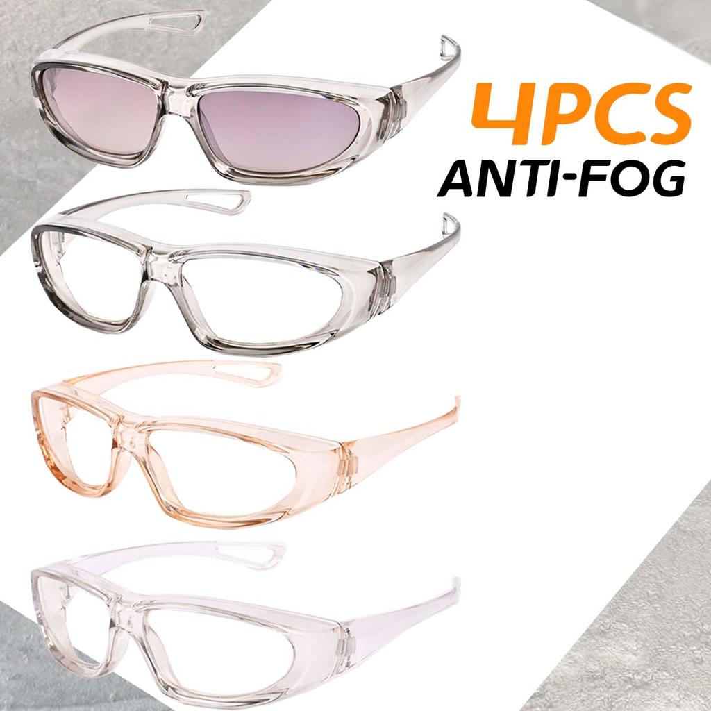 4PCS Safety Glasses Anti Fog Goggles Protective Eyewear Blue Light Blocking Anti Dust UV Protection Glasses For Men Women