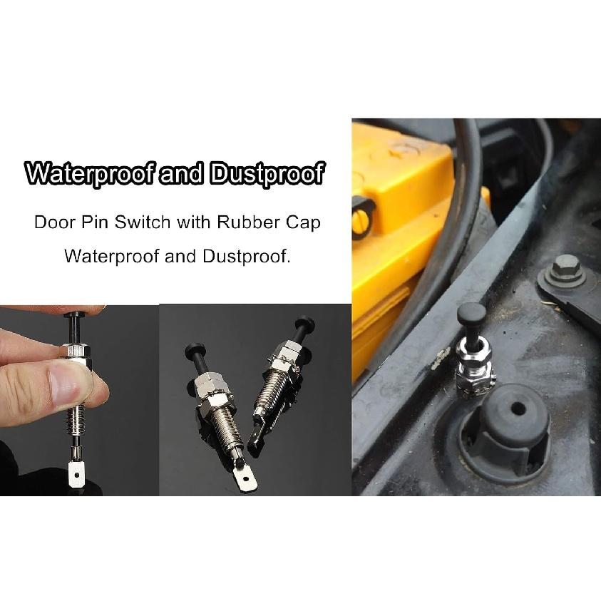 Door Pin Switch Car Auto Trunk Alarm Security Hood On Off Momentary 20A 12Vdc Universal Adjustable Bonnet Light Hood Screw 2PCS