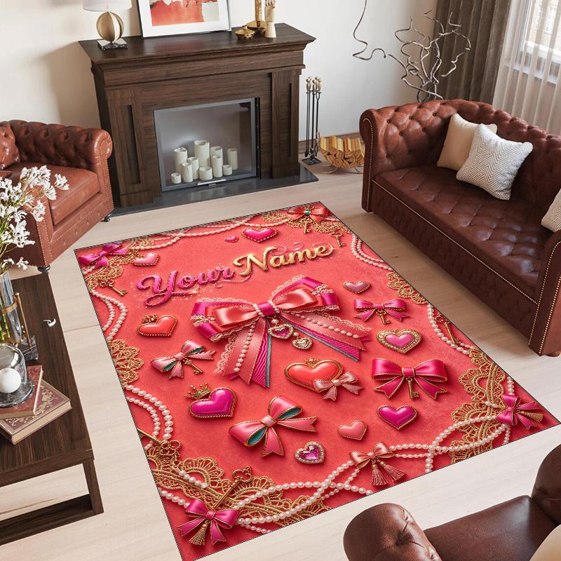 Decorative Artwork Theme Crystal Velvet Rug Personalized Custom Name Text Soft Floor Mat Home Decor