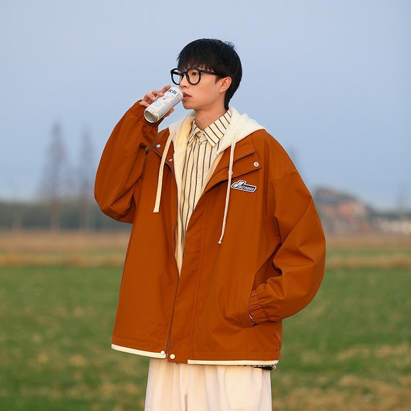 Jacket Men's Hong Kong Style Couple Ruffian Handsome Hooded Jacket New American Trendy Brand Men's Charging Spring and Autumn Men's Clothing