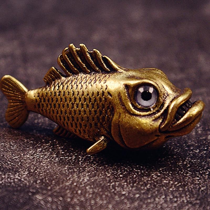 Ancient Fish Statue Handmade Copper Marine Animal Figurine Ornament For Living Room Bookshelf Decoration Sewing Project