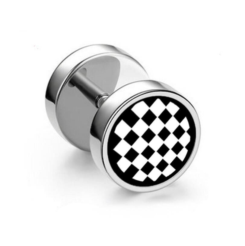 1 шт. Панк Черные Серьги-гвоздики из нержавеющей стали Круглые Женские Мужские Готические Тоннели Штанги Гантели Серьги Пирсинг ушей Циркон Подарки