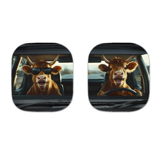 Yousheng 2 шт. Автомобильная солнцезащитная шторка с принтом животных, солнцезащитная шторка на лобовое стекло из алюминиевой фольги высокой плотности, блокирует УФ-лучи, солнцезащитный козырек, всесезонная защита, автомобильное солнце