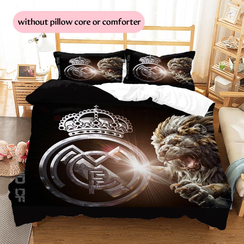 Madrid team Pattern Bedding Home Decoration Birthday Gift (1 * duvet cover + 2 * pillowcase, without core)