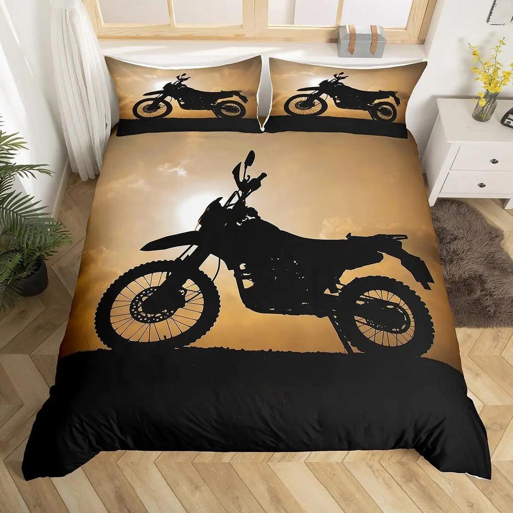 Комплект постельного белья для мотоцикла Dirt Bike, комплект постельного белья Extreme Sports, одеяло для мотокросса, покрывало Cool Motorcycle, покрывало Queen Size