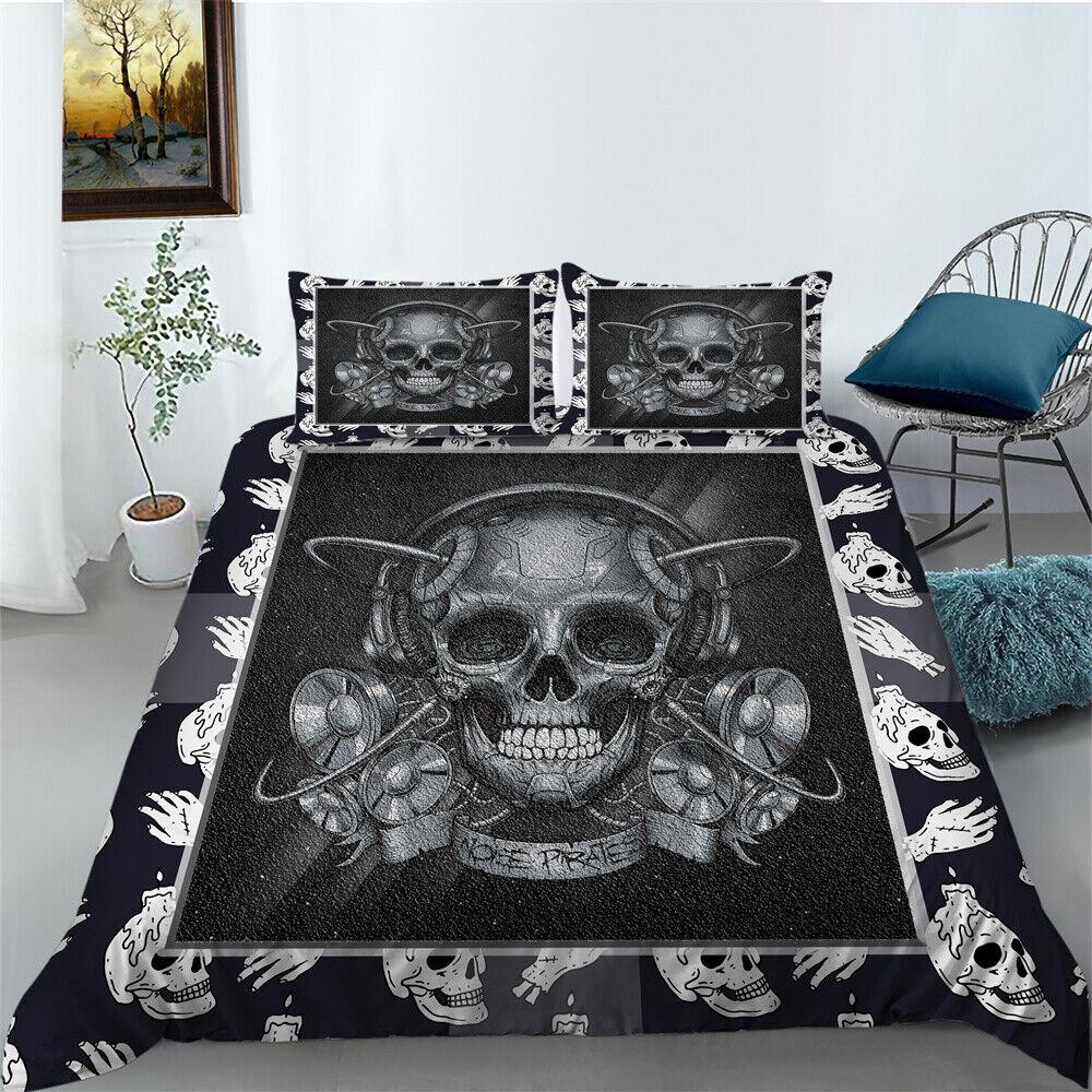 3D Skull Duvet Cover Bedroom Decor Youth Bedclothes Fashion Bedding Cover Suit