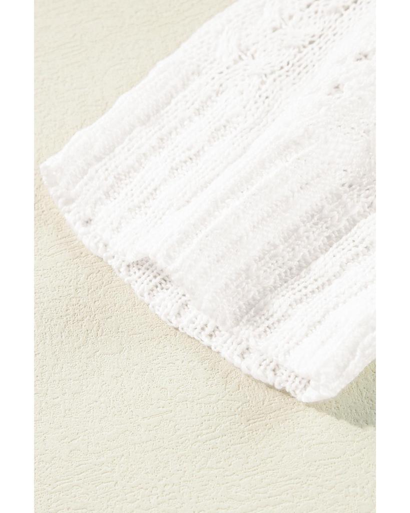 Azura Exchange White Plus Size Eyelet Knit Open Front Cardigan