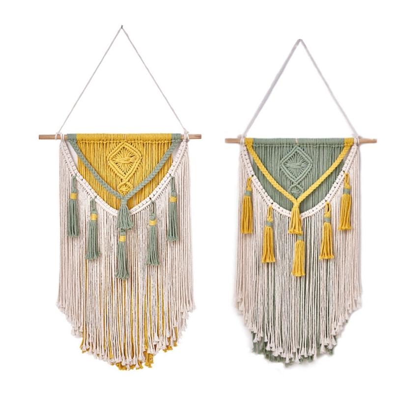 Colorful Handwoven Cotton Rope Tassels Wall Hanging Tapestry for Home Decoration Living Room or Bedroom Wall Pendant