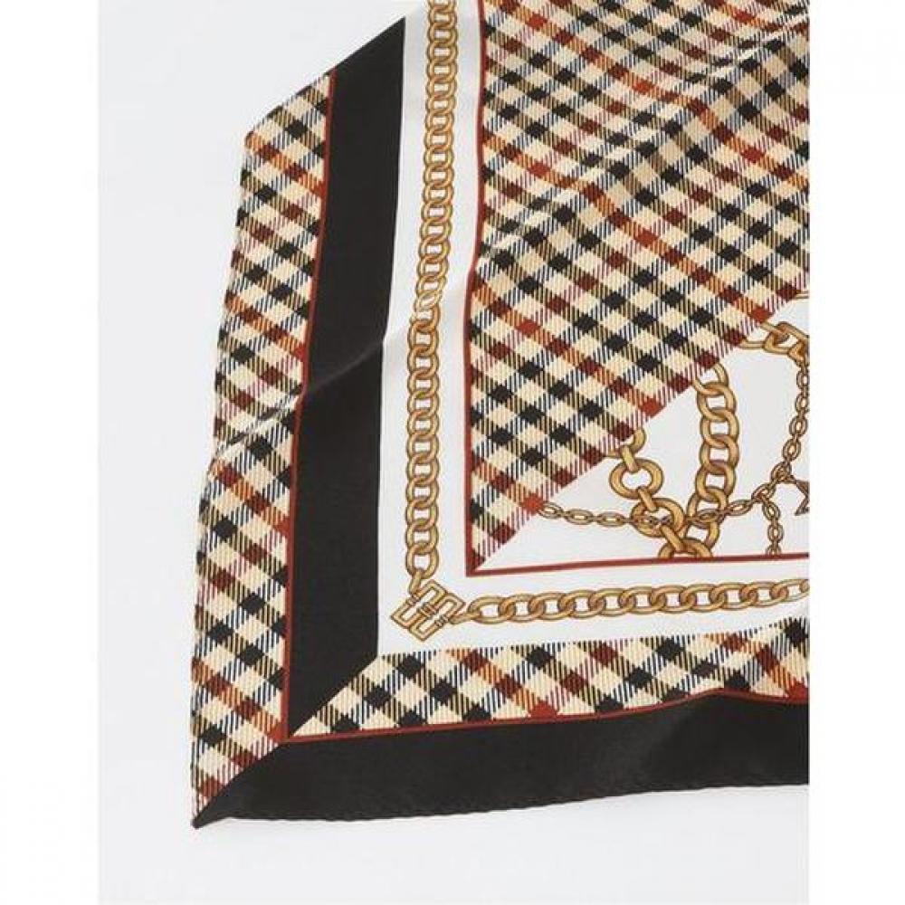 Daks Ivory Chain Print Petit Triangle Scarf   Ring Set Dcsc4e824iv