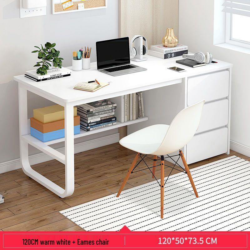 Simple Integrated Computer Desk with Cabinet for Bedroom or Apartment