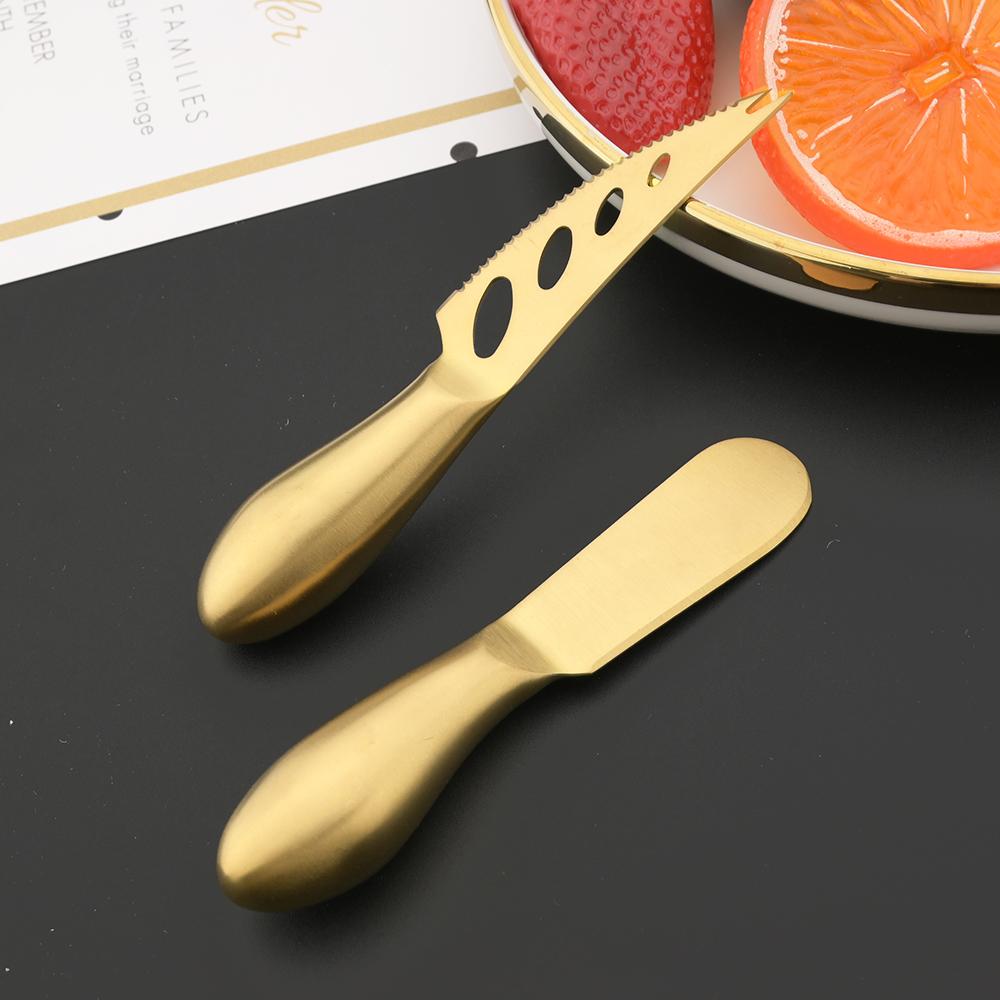 6Pcs Matte Gold Mini Knife Fork Cheese Tool For Butter Cheese Slicer Cutter Stainless Steel Cutlery Tool Kitchen Gadget