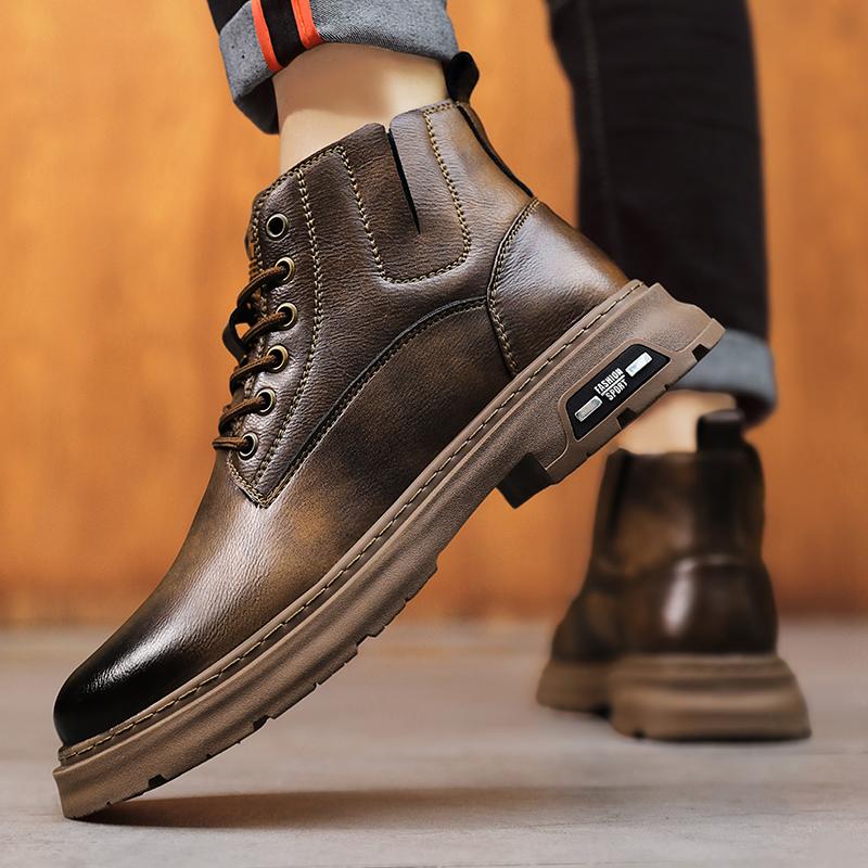 Мужская обувь Модные мужские высокие ботинки из натуральной кожи Деловые ботинки Мужские удобные ботильоны Высококачественные ботинки для мотокросса