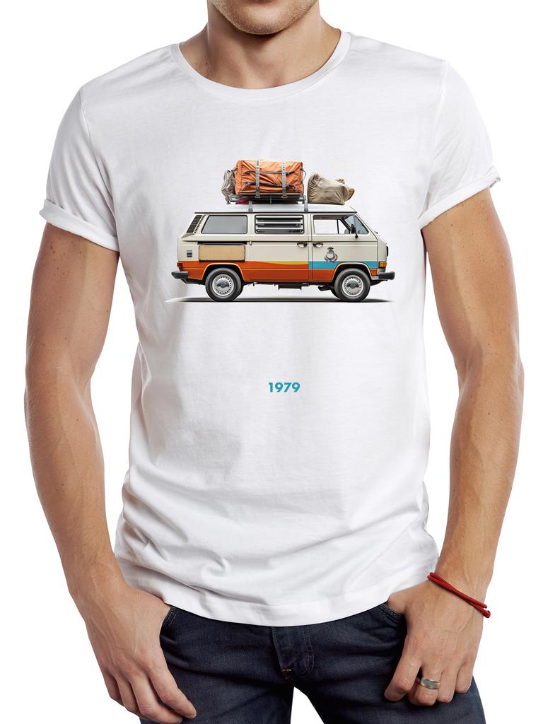 TEEHUB Vintage Campervan Men T Shirt Casual Van Life Male Tops Hipster Retro Camper Bus Package