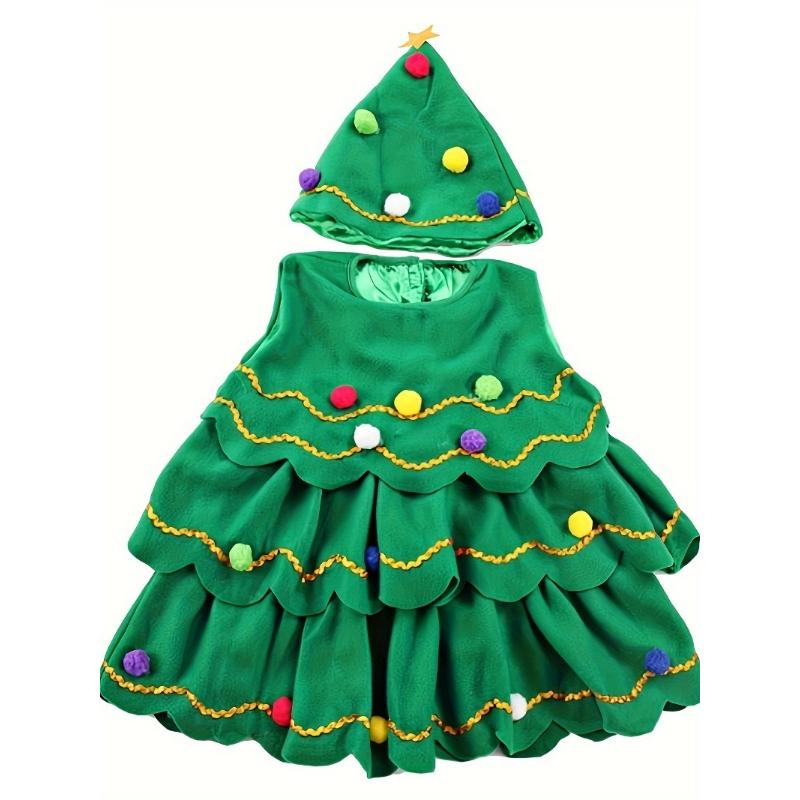 Рождественская девочка Костюм платья Рождественской елки Детское косплей-платье Подарок для рождественской вечеринки Выступление Кроссдрессинг Бал-маскарадное платье
