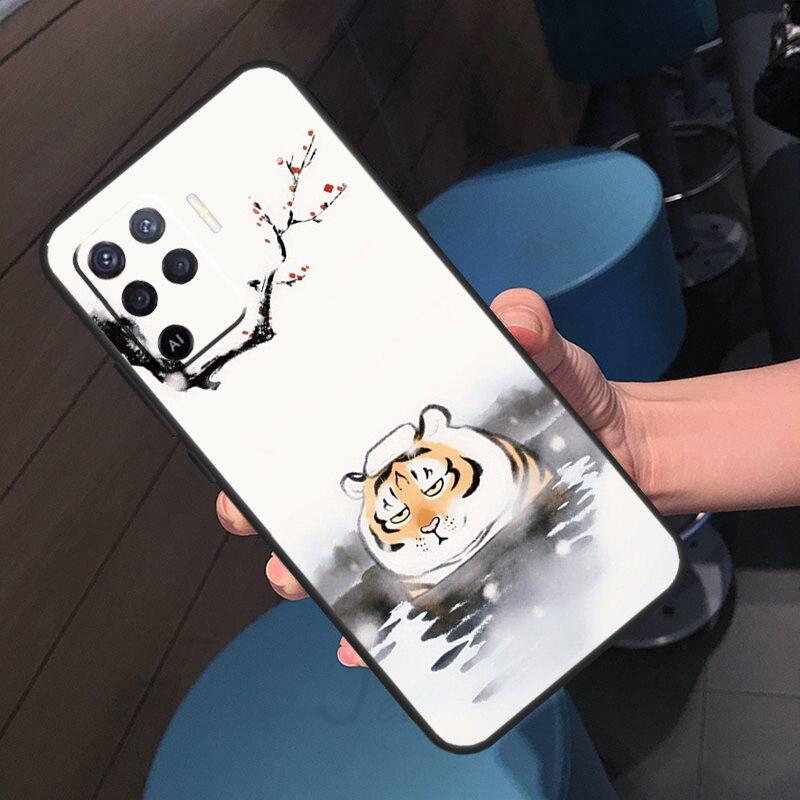 Чехол с милым толстым тигром для OPPO A52 A72 A92 A54 A74 A94 A3S A5S A5 A9 A31 A53 A83 A91 A93 A1K A15 A16