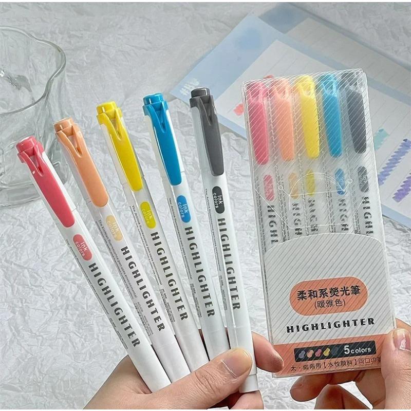 5 шт./компл., маркеры с двойной головкой, студенческие заметки, маркер для основного содержания, маркер для девочек, альбом для скрапбукинга, декор для журнала, стационарная ручка для рисования