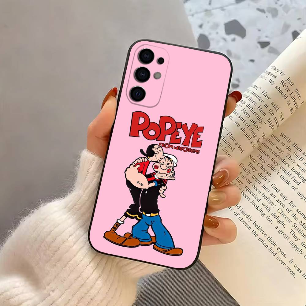 Мультяшный смешной чехол для телефона P-Popeye-es для Samsung S25, S24, S21, S22, S23, S30, Ultra, S20, Plus, Fe, Мягкий силиконовый черный чехол