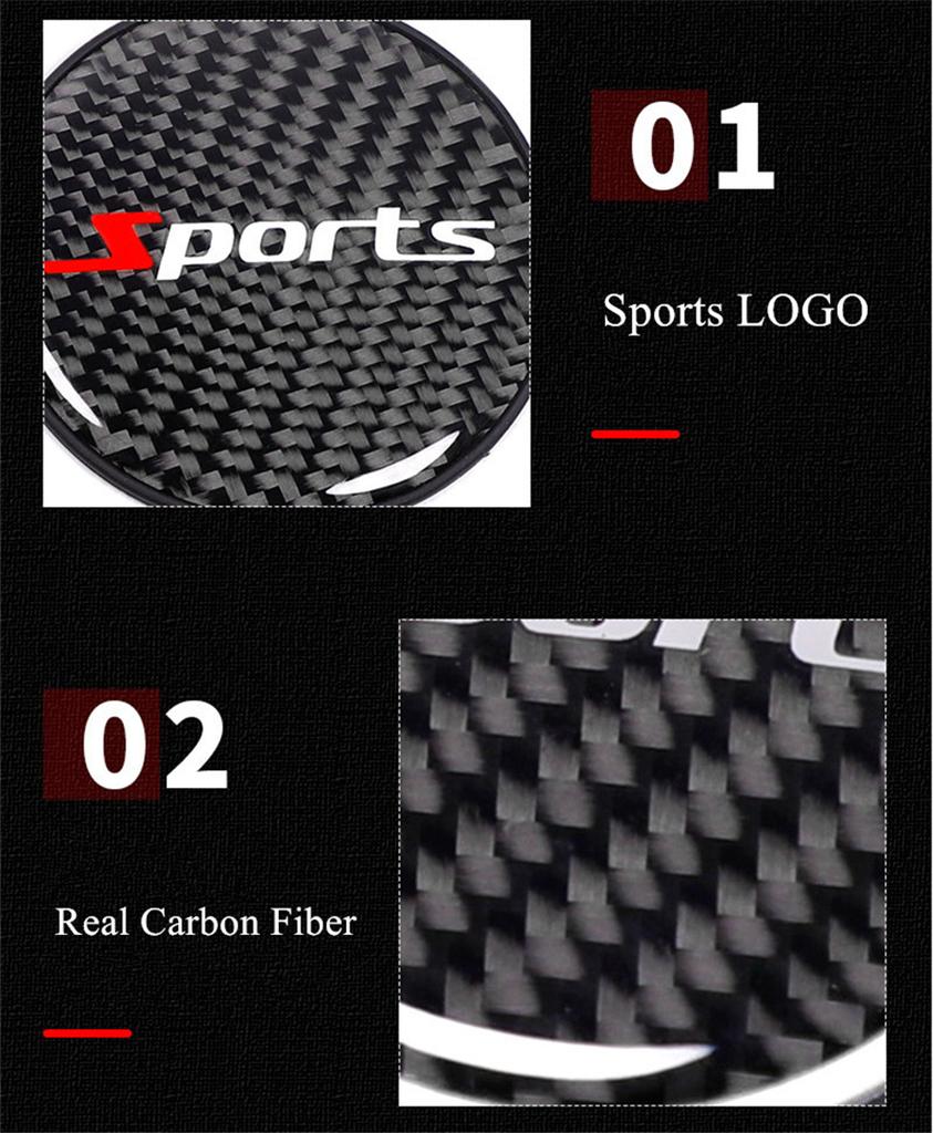 2Pcs Carbon Fiber PVC Car Cup Holder Pad Water Cup Slot Non-slip Mat Sport Style