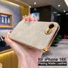 16e Matte Leather Plating Phone Case for iPhone 16E 16 Plus 15 14 Pro Max Shockproof Lens Protection Back Cover Shell Bumper