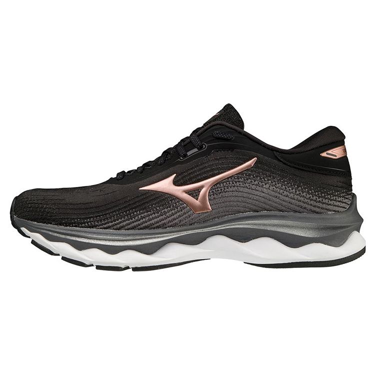 Mizuno Wave Sky 5 Lace-Up Fabric Shock Absorption Non-Slip Wear-Resistant Breathable Low-Top Running Shoes Women Sneaker Black J1GD210244