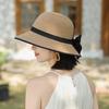 Новая элегантная французская соломенная шляпа с разрезом, женская летняя пляжная солнцезащитная шляпа с бантом, повседневная шляпа