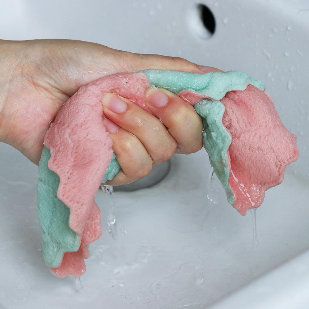 Dish Super Absorbent Microfiber Kitchen Clean Cloths Cleaning Towel Scouring Pad Non-stick Oil Rags