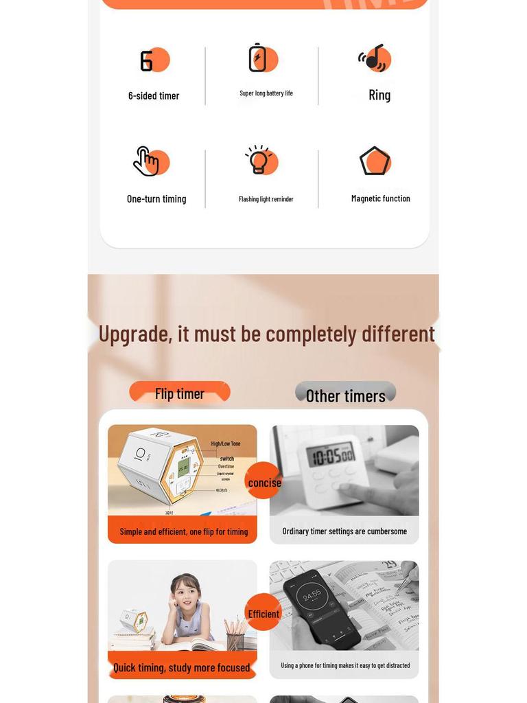 Multifunctional Student Self-Discipline Flip Timer