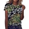 Летний топ с круглым вырезом и 3D леопардовым принтом, модная повседневная женская футболка с коротким рукавом