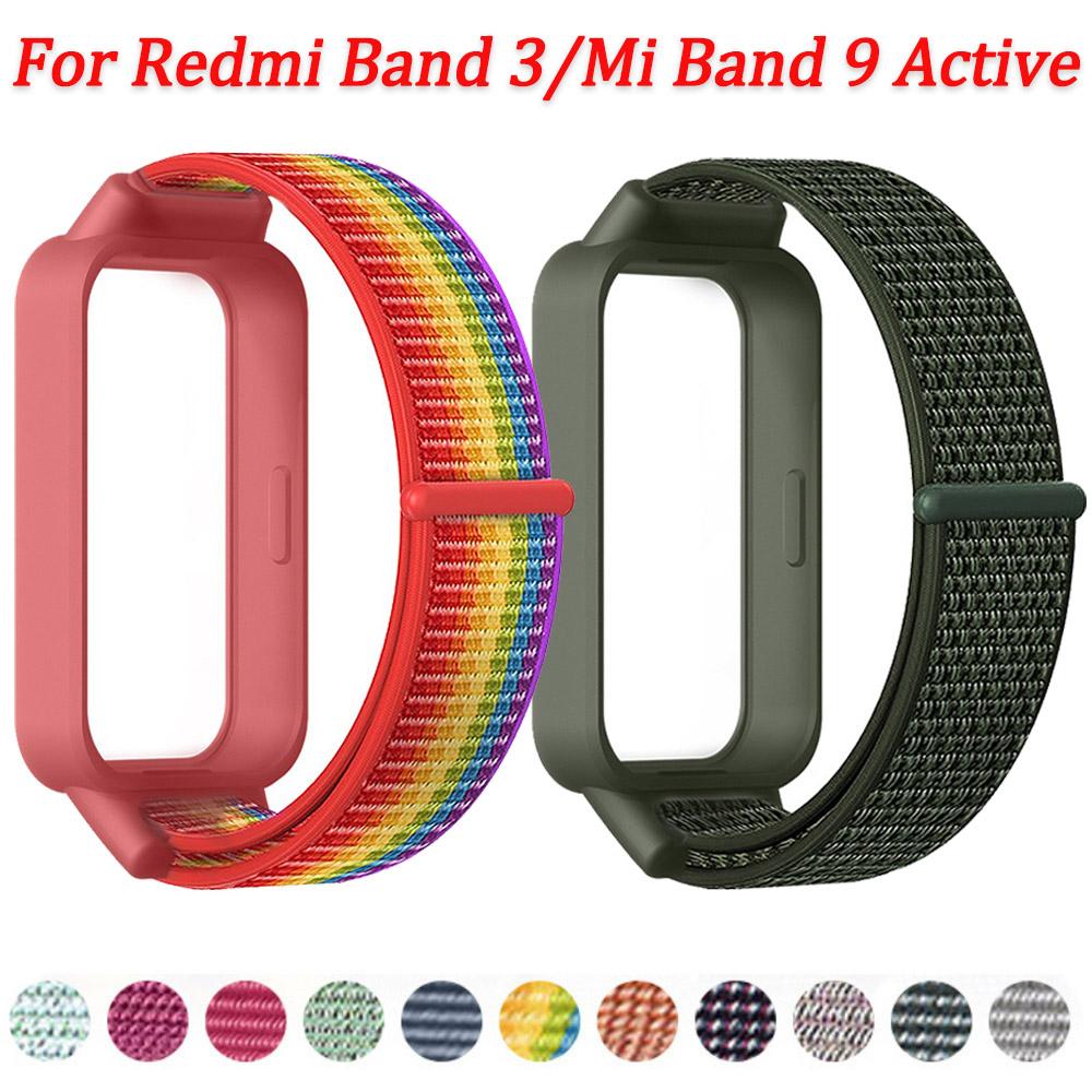 Нейлоновый петлевой ремешок для Redmi Band 3 Дышащий браслет на запястье для Xiaomi Mi Band 9 Active/Redmi Band 3 Спортивный ремешок Correa