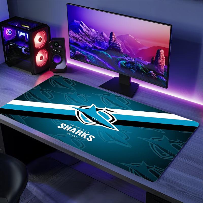Коврик для мыши Cronulla Sharks Цветной Большой Игровой Коврик для стола Нескользящий для Ноутбука Планшета Большой Коврик для мыши XXL Коврик Мини-ПК Игровой коврик С заблокированным краем