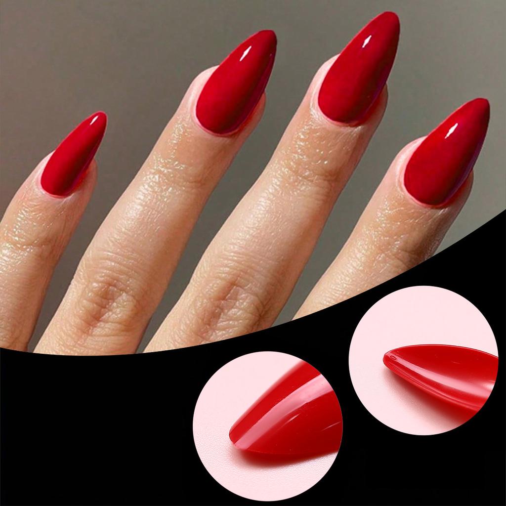 120 Pieces Of Solid Color Nail Art Fake Nails Almond Shiny Surface Wearable Removable Fake Nail Patches