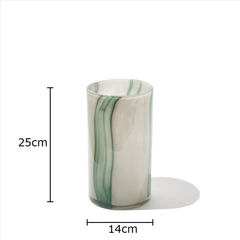 Зеленая градиентная расписная стеклянная ваза, гидропонный горшок для растений, украшение стола, цветочная композиция, цветочные вазы, эстетический декор комнаты