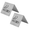 No Smoking Table Sign Stainless Steel Double Sided Tent  