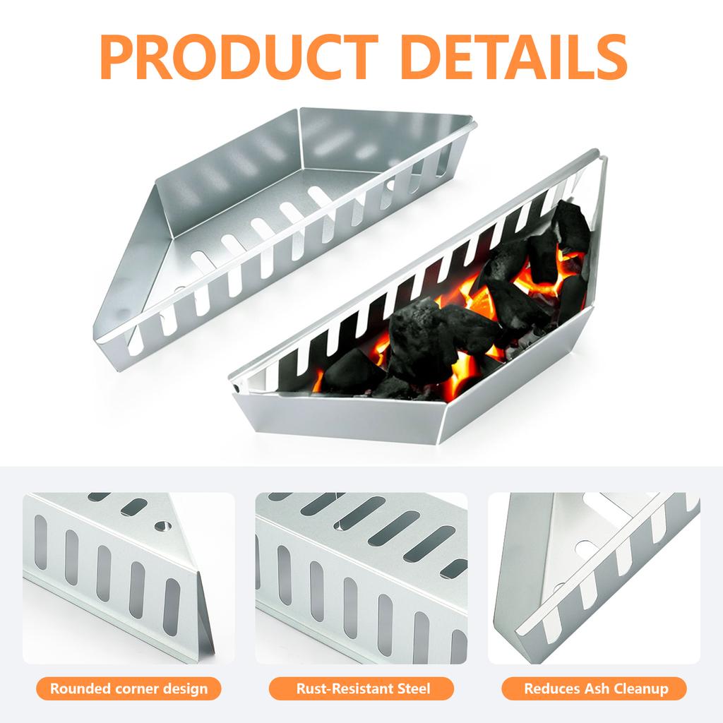 2 шт. Корзина для угля из нержавеющей стали для барбекю, Держатели для угля Char-Basket для Weber, Совместимо с 22-дюймовым угольным контейнером Weber