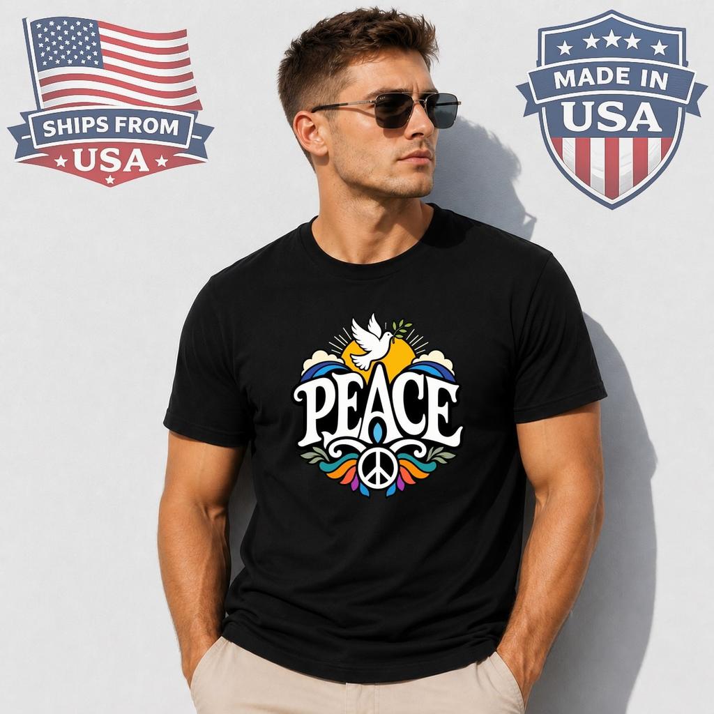 Peace Dove Symbol Graphic T-Shirt Inspirational Bird Design
